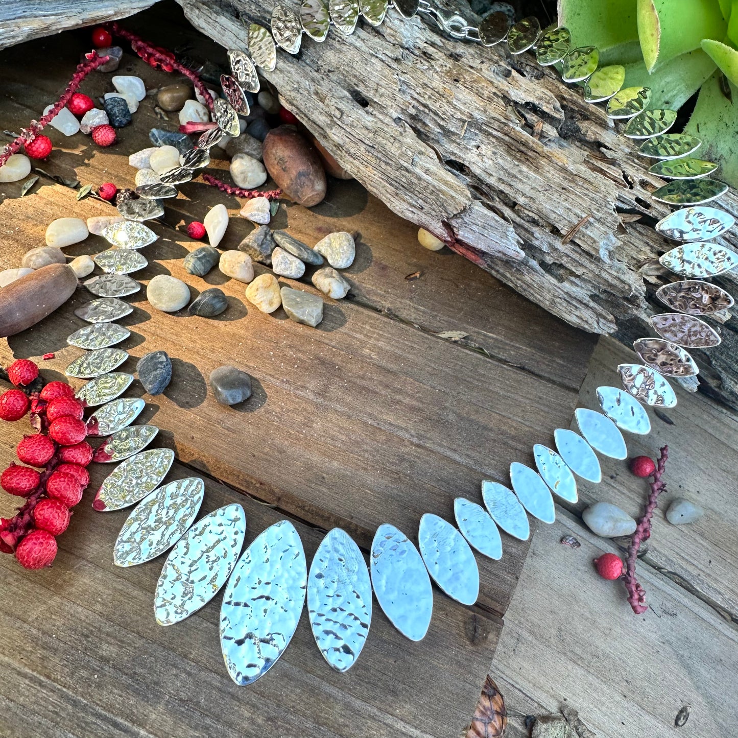 N0588  Hammered Sterling Silver Necklace