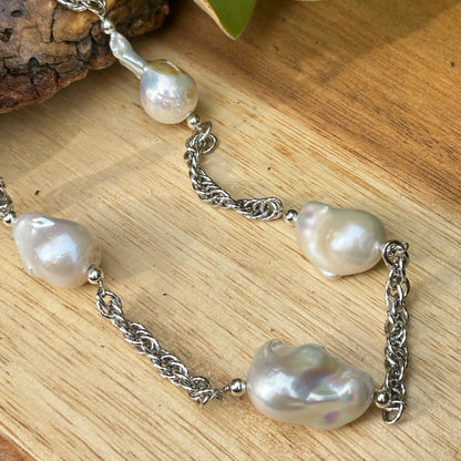 Baroque Pearl Sterling Necklace (22"-24")