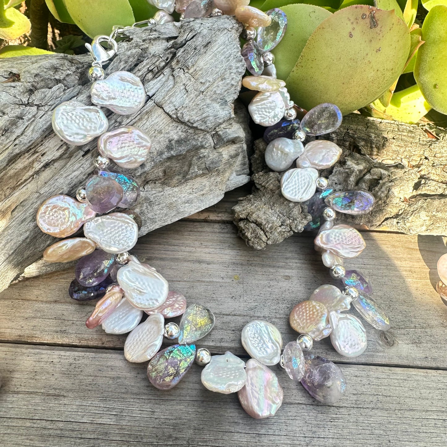 Amethyst Baroque Pearl Earrings