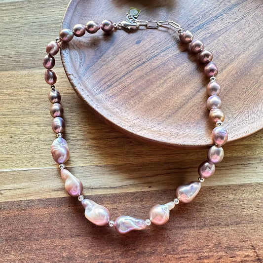 Baroque Pearl Sterling Necklace (18”-20”)