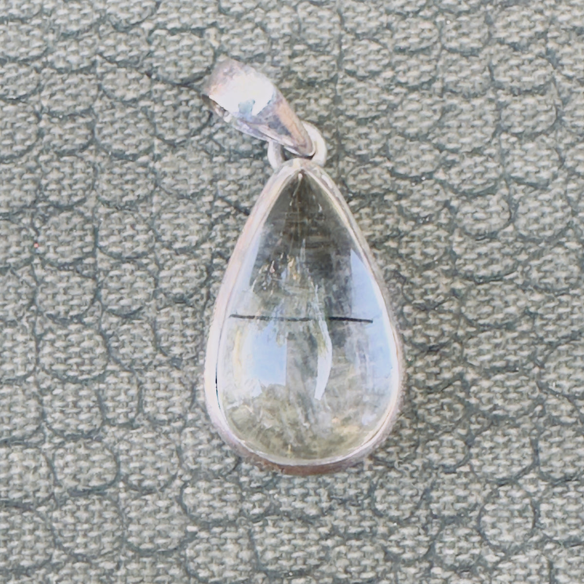 Sale -  1.2"  Rutilated Quartz Sterling Silver Pendant Necklace (18")