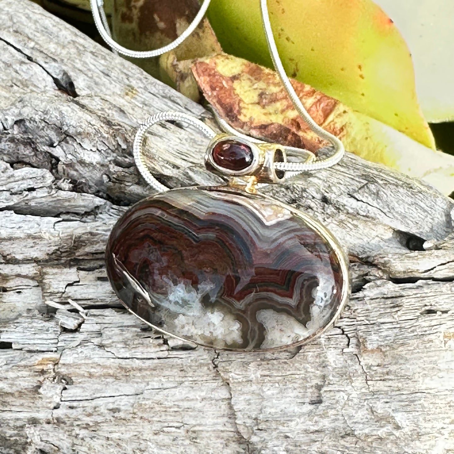Jasper Amber Pendant Necklace (18")