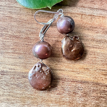Chocolate Pearls Sterling Silver Necklace (18”-20”)